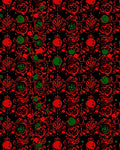 Bold Red Black Swirl Botanical Rug