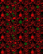 Bold Red Black Swirl Botanical Rug