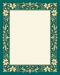 Elegant Teal Floral Vine Border Rug