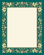 Elegant Teal Floral Vine Border Rug