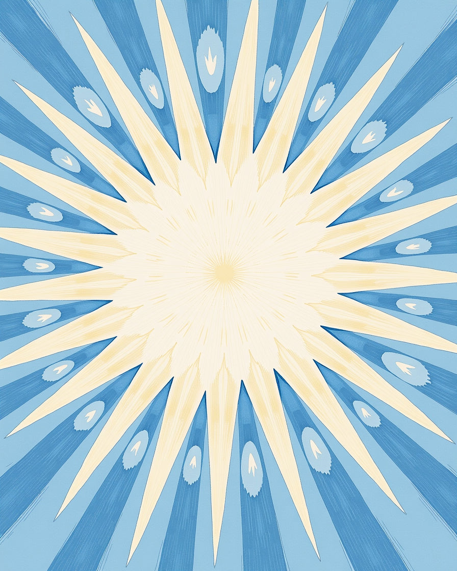 Radiant Yellow Blue Sunburst Rug
