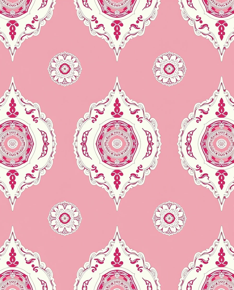 Pink and Cream Mandalas Rug