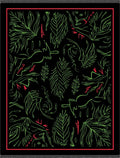 Black Jungle Animals Foliage Rug