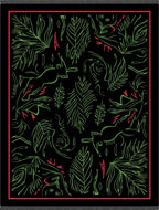 Black Jungle Animals Foliage Rug