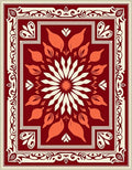 Crimson Orange Petal Medallion Rug