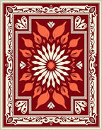 Crimson Orange Petal Medallion Rug