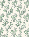 Green Floral Vine Swirl Rug