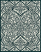 Intricate Cream And Navy Labyrinth Rug
