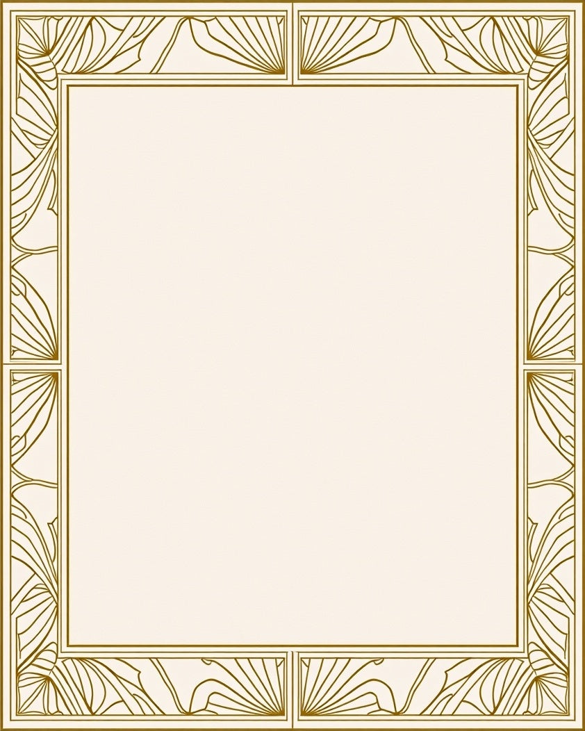 Golden Art Deco Sunburst Border Rug