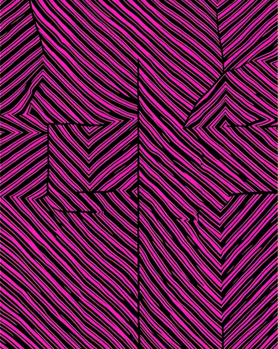 Vibrant Hot Pink Black Striped Overlay Rug