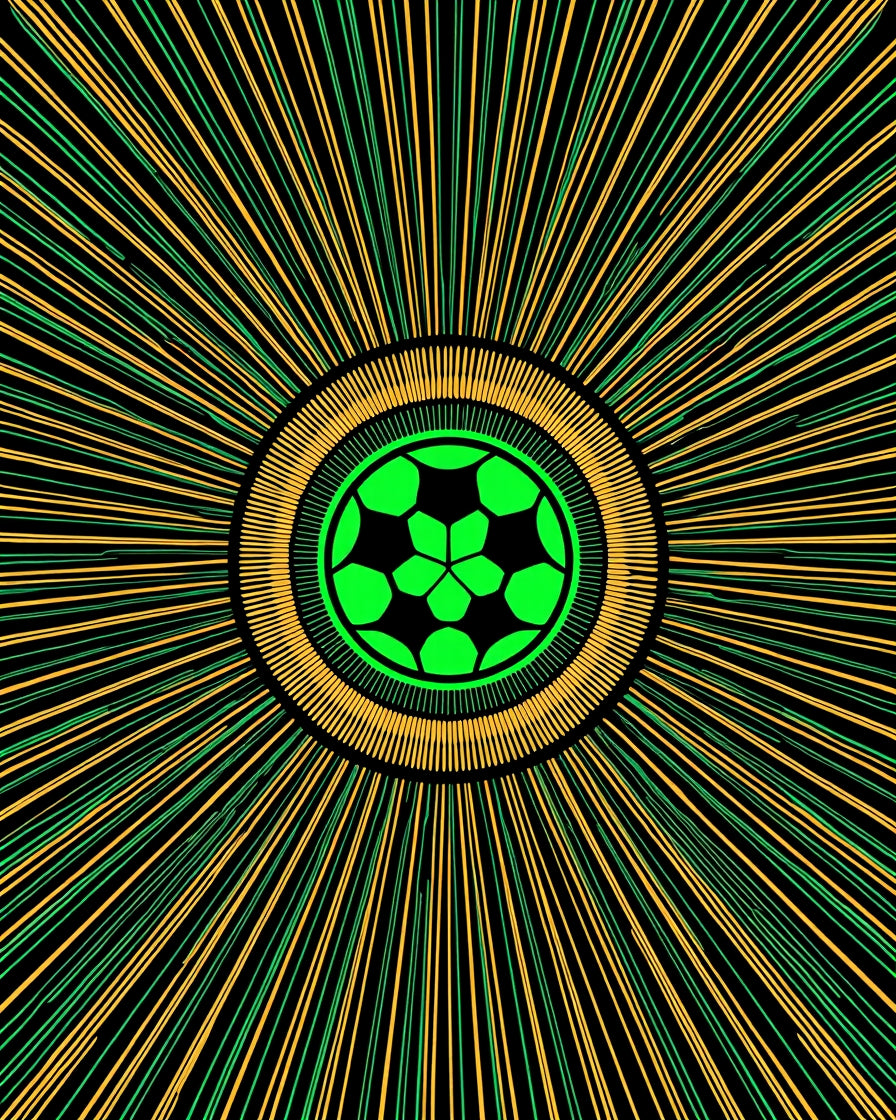 Neon Green Soccer Sunburst Radiating Rug