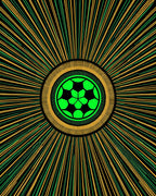 Neon Green Soccer Sunburst Radiating Rug