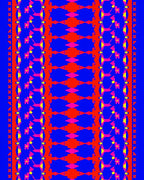 Bold Blue Red Geometric Stairway Rug