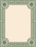Dark Green Ornate Scroll Border Rug