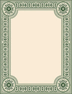 Dark Green Ornate Scroll Border Rug