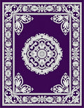 Deep Purple Medallion Floral Border Rug