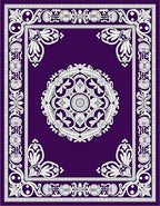 Deep Purple Medallion Floral Border Rug