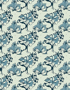 Art Nouveau Blue Floral Scroll Rug