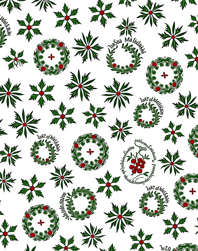 Green Botanical Wreath Berry Medallion Rug