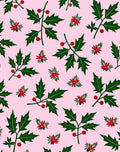Pink Holly Berries Poinsettia Garland Rug