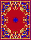 Vibrant Red Blue Yellow Floral Scroll Rug