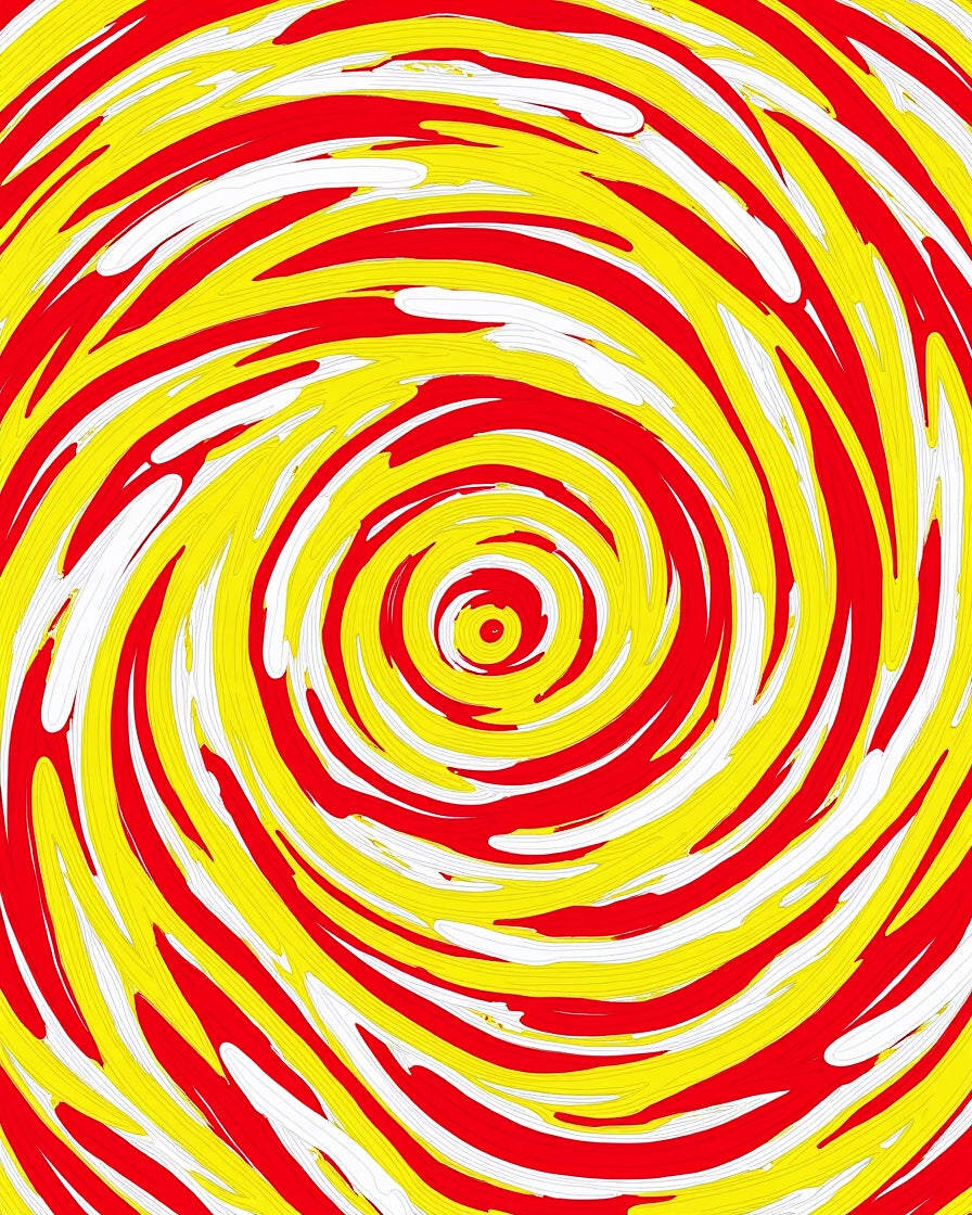 Vibrant Red Yellow Swirl Abstract Rug