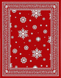 Crimson Snowflakes Festive Border Rug