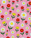 Pink Floral Daisy Garden Rug