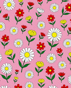 Pink Floral Daisy Garden Rug