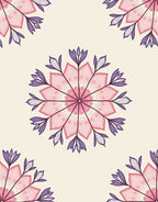 Pink Purple Floral Mandala Rug