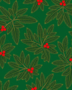 Emerald Green Festive Holly Berries Rug