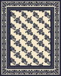 Classic Navy Floral Scroll Border Rug