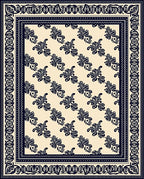 Classic Navy Floral Scroll Border Rug