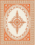 Orange Cream Medallion Frame Rug