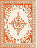 Orange Cream Medallion Frame Rug