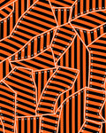Bold Orange Black Striped Collage Rug