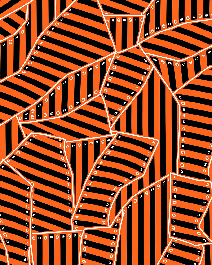 Bold Orange Black Striped Collage Rug