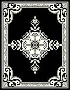 Ornate Black and Cream Medallion Rug