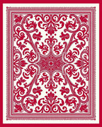 Crimson Baroque Scrollwork Medallion Rug