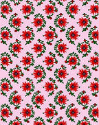Red Floral Sprigs Repeating Pattern Rug