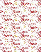 Red Gold Calligraphic Flourish Rug