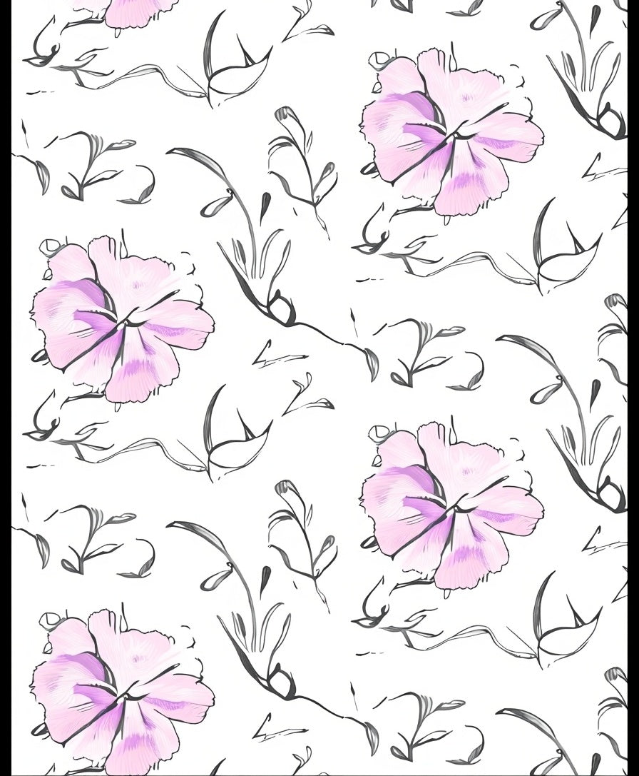 Soft Pink Watercolor Floral Sketch Rug