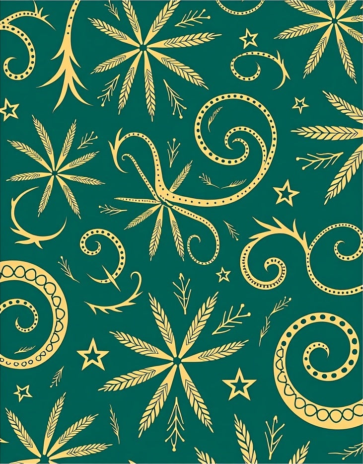 Golden Fern Swirl Star Medallion Rug