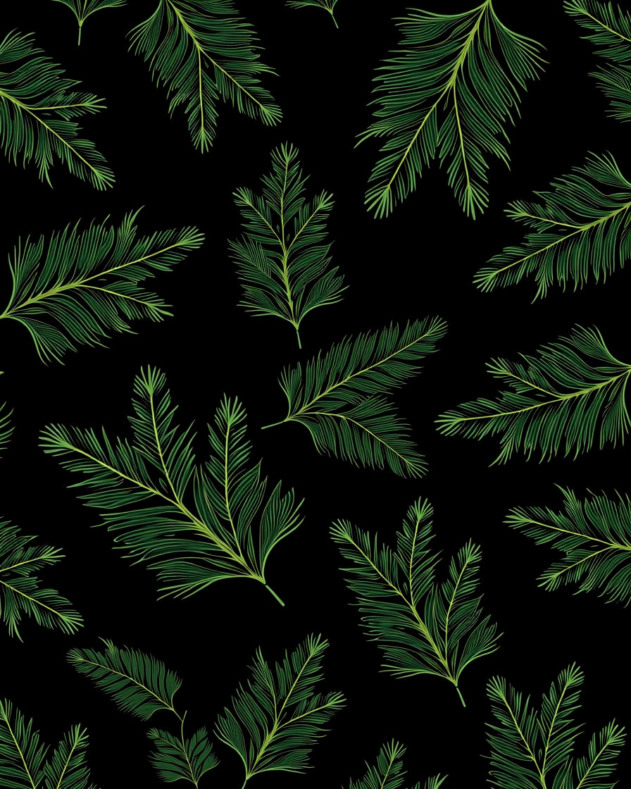 Emerald Green Fern Frond Pattern Rug