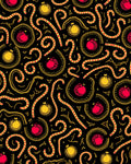 Crimson Yellow Bauble Swirl Holiday Rug