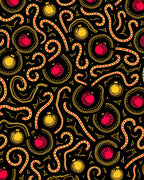 Crimson Yellow Bauble Swirl Holiday Rug
