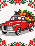 Red Vintage Truck Fruity Garland Rug