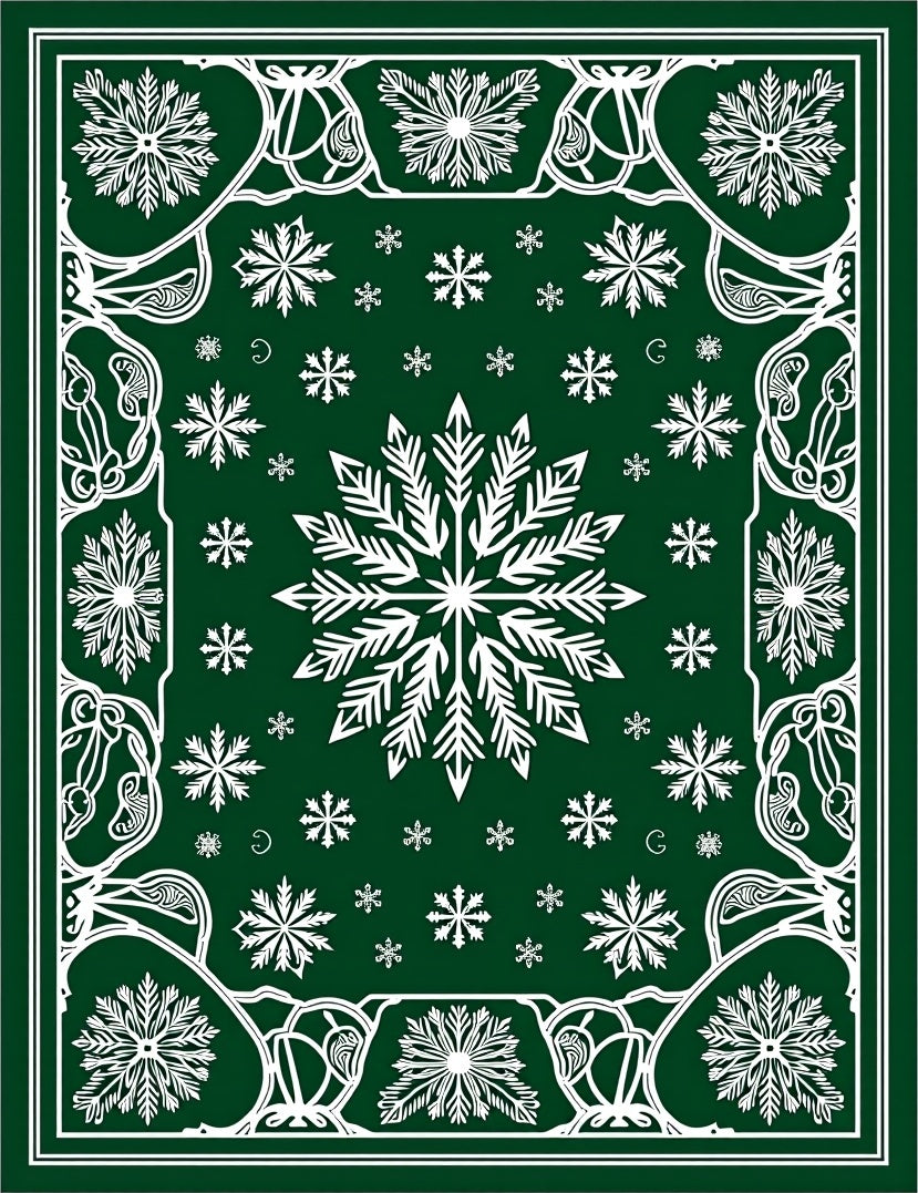 Emerald Green Snowflake Medallion Rug