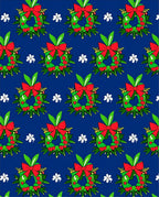 Red Bow Green Wreath White Flower Rug