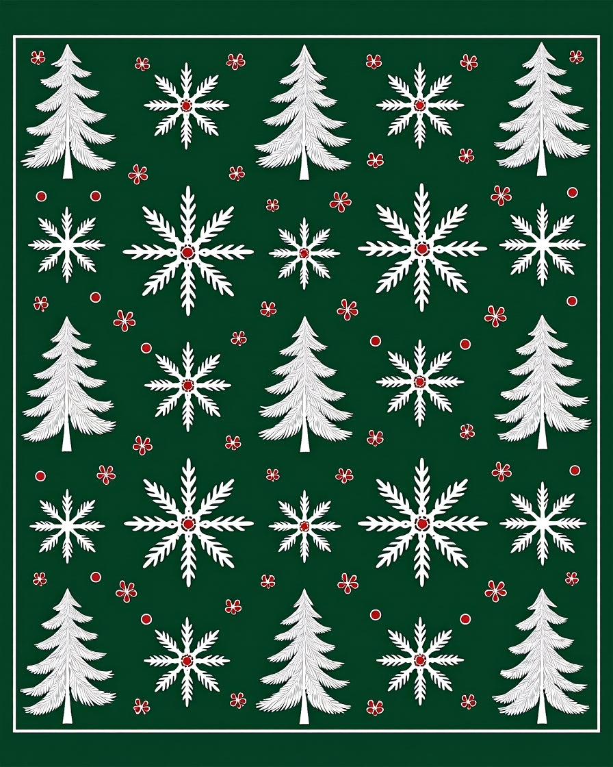 White Evergreen Snowflake Harmony Rug
